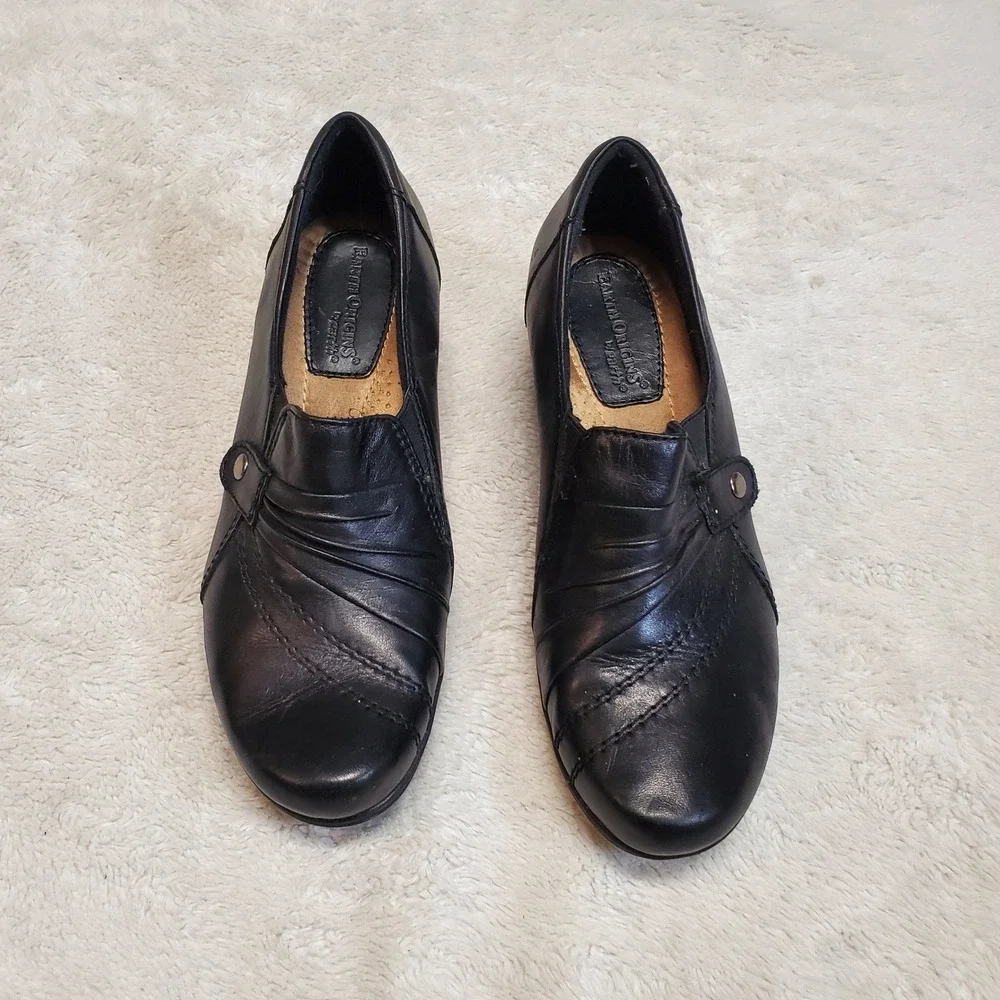 Earth Spirit Black‎ Leather Pumps Heel Shoes 7.5 Classic Office Neutral Capsule